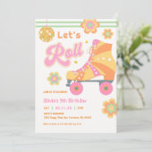 Laten we Roll Meisje Roller Schaatsen Verjaardagsf Kaart (Staand voorkant)