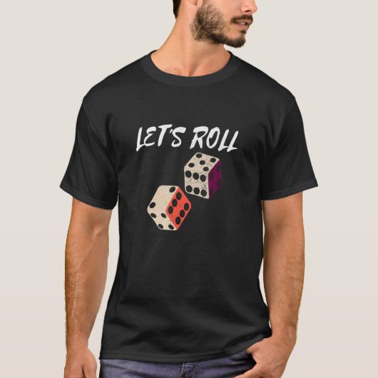Laten we Roll Retro Dice Player Game Night Party C T-shirt (Voorkant)