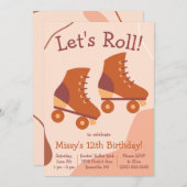 Laten we Roll. Roller Schaats Thmed Birthday Party Kaart (Voorkant / Achterkant)