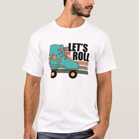 Laten we Roll Roller Skater Schaats Retro T-shirt (Voorkant)