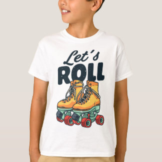 Laten we Roll Roller Skater Schaats Retro Vinta T-shirt