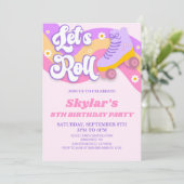 Laten we Roll Schaats Schaatsen Verjaardagsfeest Kaart (Staand voorkant)