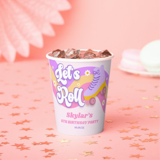 Laten we Roll Schaats Schaatsen Verjaardagsfeest Papieren Bekers (Insitu)
