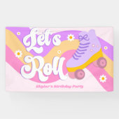 Laten we Roll Schaats Schaatsen Verjaardagsfeest Spandoek (Horizontaal)