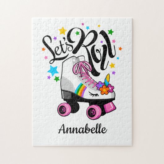 Laten we Roll Unicorn Roller schaats meisje's Legpuzzel (Verticaal)