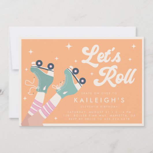 Laten we Roll Y2K 90s Roller Rink Meisjes Verjaard Kaart (Voorkant)