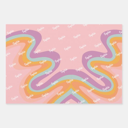 Laten we rollen retro roller schaats verjaardag inpakpapier vel (Voorkant 3)