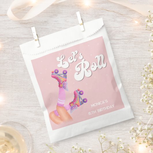 Laten we rollen retro roller schaats verjaardagsfe bedankzakje (Geknipt)