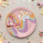 Laten we rollen retro roller schaats verjaardagsfe papieren bordje