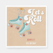 Laten we rollen retro roller schaats verjaardagsfe servet (Voorkant)