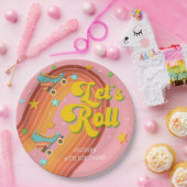 Laten we roller schaats retro regenboog papieren bordje (Feest)