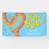 Laten we roller schaats retro regenboog spandoek (Horizontaal)