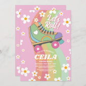 Laten we Rollerskate Vibe Retro Groovy jaren 70 Kaart (Voorkant / Achterkant)