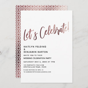 Laten we Roos Gold Wedding Reception vieren Kaart