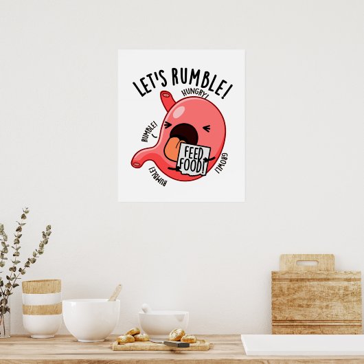 Laten we Rumble Funny Maag Pun Poster (Keuken)