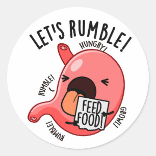 Laten we Rumble Funny Maag Pun Ronde Sticker