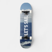 Laten we Sail Blue Ocean Fluffy White Clouds Skateboard (Voorkant)