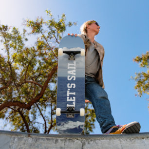 Laten we Sail Blue Ocean Fluffy White Clouds Skateboard