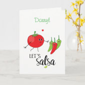 Laten we Salsa Tomaat en Chili Dansers Kaart (Gele Bloem)