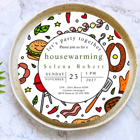 Laten we samen BBQ record housewarming feesten Kaart