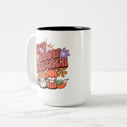 Laten we samen groeien tweekleurige koffiemok (Voorkant links)