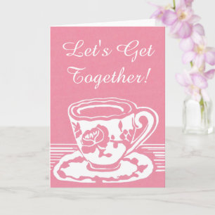 Laten we samenkomen! Roos Teacup Wenskaart Kaart