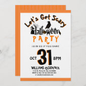 Laten we Scary Modern Halloween Party Invite krijg Kaart (Voorkant / Achterkant)
