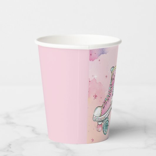 Laten we schaats l Regenboog retro Groovy Pink Papieren Bekers (Rechts)