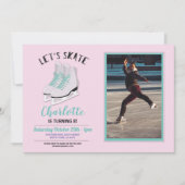 Laten we Schaats Meisjes Roze Schaatsen Verjaardag Kaart (Voorkant)