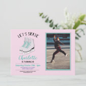Laten we Schaats Meisjes Roze Schaatsen Verjaardag Kaart (Staand voorkant)