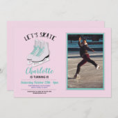 Laten we Schaats Meisjes Roze Schaatsen Verjaardag Kaart (Voorkant / Achterkant)