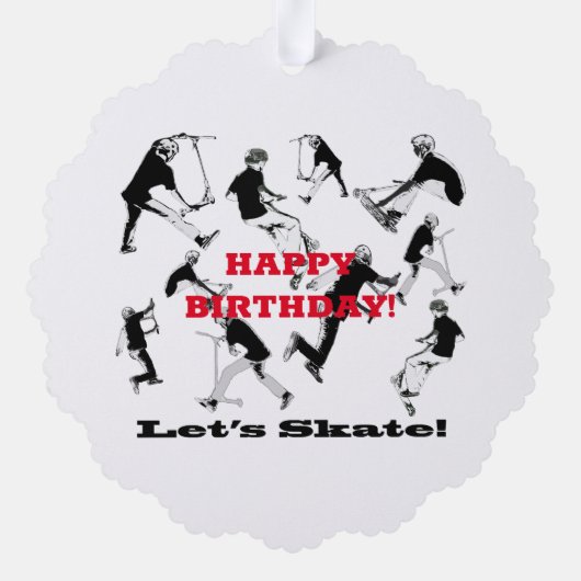 Laten we Schaats! - Stunt Scooter Fun Ornament Kaart (Achterkant)