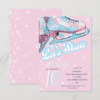 "Laten we schaatsen" figuur ijsdanser verjaardagsf Kaart