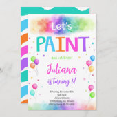 Laten we schilderen kleurrijke schilderij verjaard kaart (Voorkant / Achterkant)