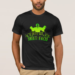 Laten we Sheet Faced Green Reaper Ghost Halloween T-shirt