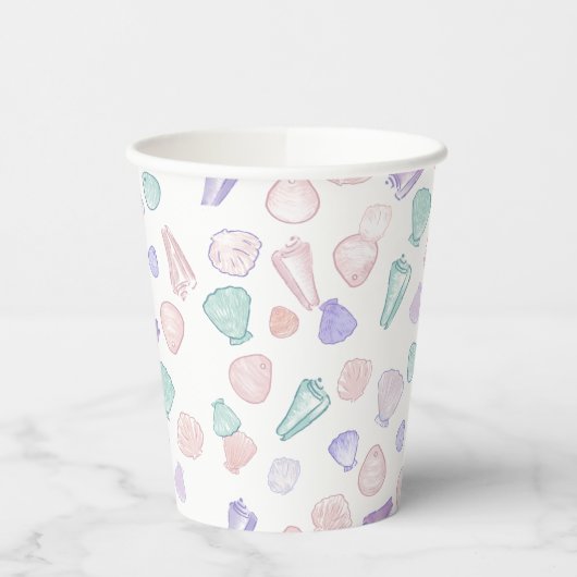 Laten we Shell-Abrate Pastel Seashell verjaardagsf Papieren Bekers (Links)