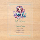 Laten we Shell-brate onder het Zee Zeemeermin Verj Acryl Uitnodigingen (Voorkant)