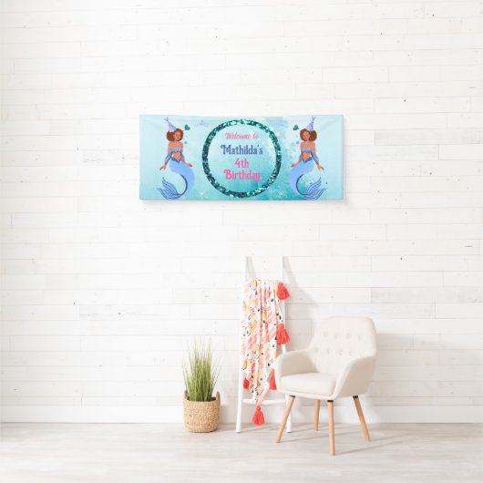 Laten we Shell-vier! zeemeermin thema Spandoek (Insitu)