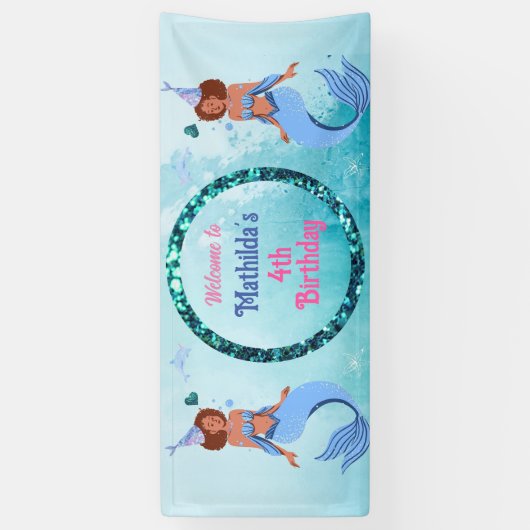 Laten we Shell-vier! zeemeermin thema Spandoek (Verticaal)