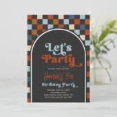 Laten we skateboard verjaardagsuitnodiging feesten kaart (Staand voorkant)