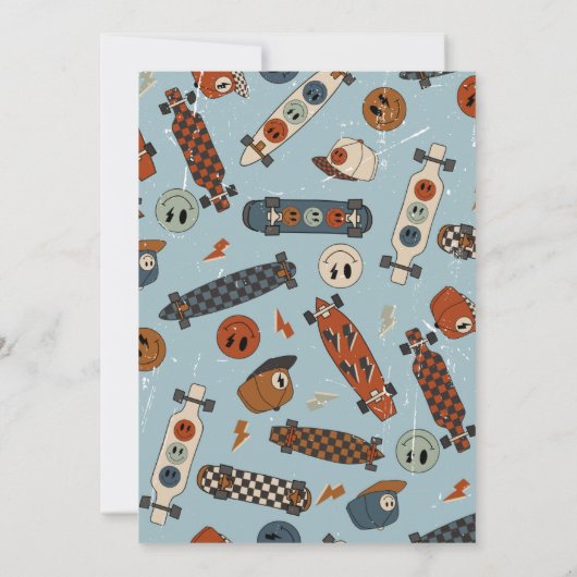 Laten we skateboard verjaardagsuitnodiging feesten kaart (Achterkant)