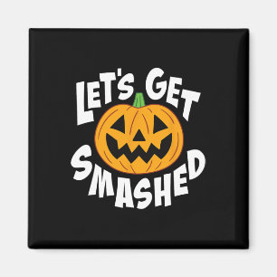 Laten we smashed grappige Halloween pompoen glimla Magneet