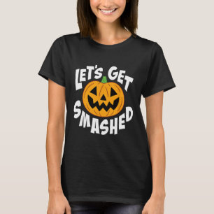 Laten we smashed grappige Halloween pompoen glimla T-shirt