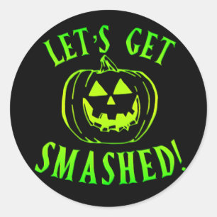Laten we Smashed Green Pumpkin Halloween krijgen Ronde Sticker