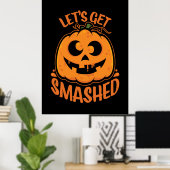 Laten we Smashed Tipsy Halloween Jack-O'-Lantern Poster (Thuiskantoor)