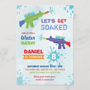 Laten we Soaked Water Pistool Party verjaardagsuit Kaart