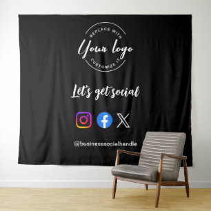 Laten we sociale media-iconen maken Aangepast logo Wandkleed