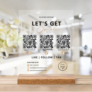 Laten we sociale QR-code met ons verbinden Acryl Bord