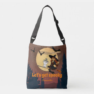 Laten we spookachtig worden   Aangepaste naam Happ Crossbody Tas