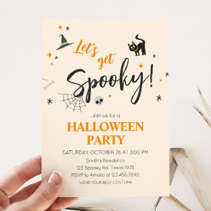 Laten we Spooky Cat Halloween Party krijgen Kaart